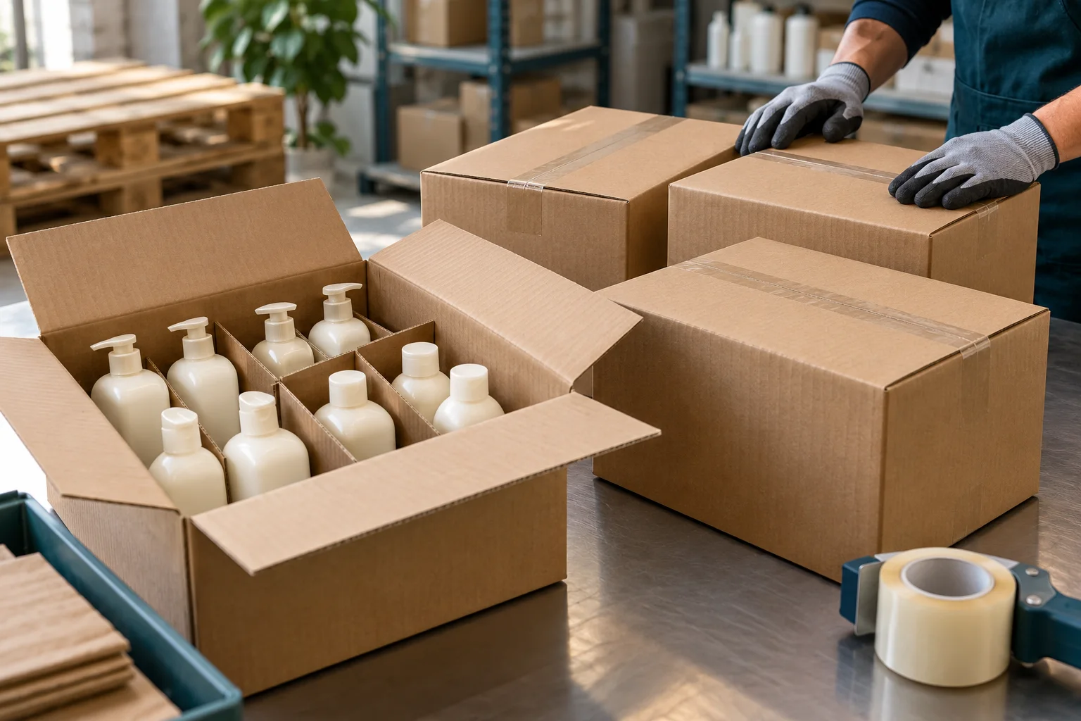 AI-generated packing and shipment preparation illustration